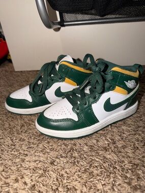 Nike Kids Green, White and Yellow High-Top Sneakers